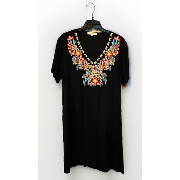 Solitaire Dresses & Skirts - SOLITAIRE ANTHROPOLOGIE Women's Embroidered Dress Pockets Rayon Size S